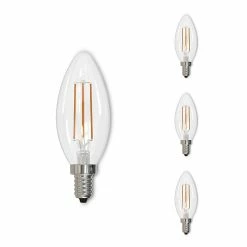 Bulbrite 4 Watt Dimmable Clear Filament B11 Candelabra (E12) LED Light Bulb - 350 Lumens, 2700K, 4/Pack (861413)