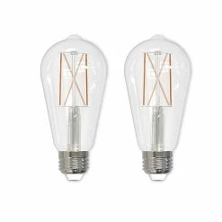 Bulbrite 8.5 Watt Dimmable Clear ST18 LED Light Bulbs, 2700K Warm White Light, 2/Pack (861422)