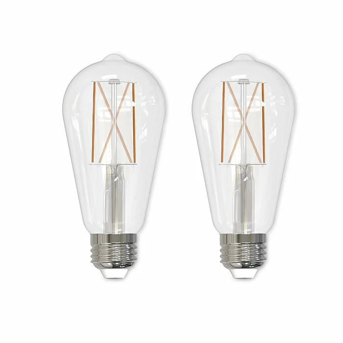 Bulbrite 8.5 Watt Dimmable Clear ST18 LED Light Bulbs, 2700K Warm White Light, 2/Pack (861422)