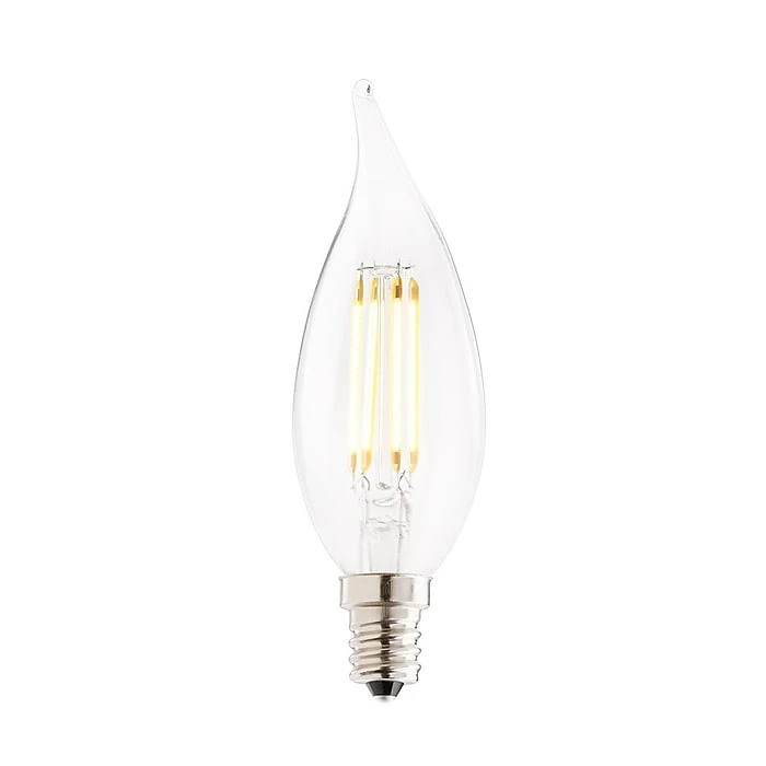 Bulbrite 4.5 Watt Dimmable Clear Filament CA10 Candelabra (E12) LED Bulb - 350 Lumens, 3000K, And 90 CRI, 4/Pack (861420)