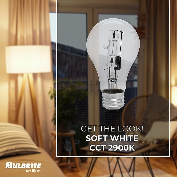 Bulbrite Halogen A19 Medium Screw Base (E26) Clear Light Bulb, 72 Watt (100 Watt Incandescent Equivalent), 6/Pack (860622) - Image 3