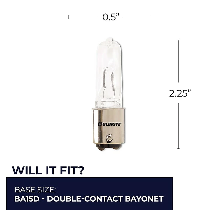 Bulbrite 100 Watt Dimmable Clear T4 Double-Contact Bayonet (BA15D) Halogen Bulb, 5/Pack (860813) - Image 7