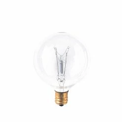 Bulbrite Incandescent 60 Watt Dimmable G16.5 Light Bulbs With E12 Candelabra Screw Base, Clear Glass Finish, 40/Pack (861125)