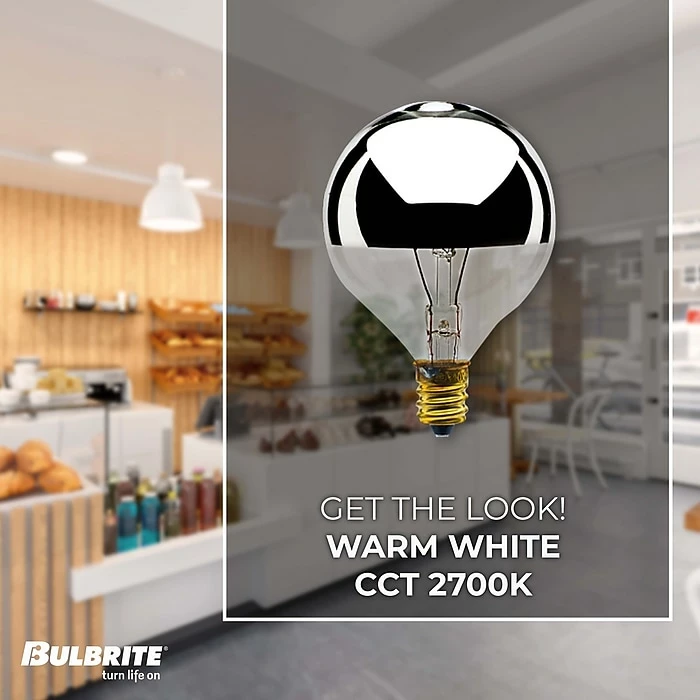 Bulbrite 40 Watt Incandescent G16.5 Globe Bulb, Warm White Light Bulb, 25/Pack(861159) - Image 3