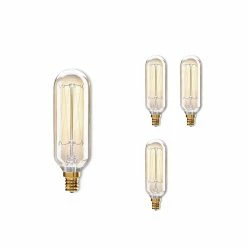 Bulbrite 40 Watt Dimmable Antique Nostalgic Thread Filament T8 Candelabra (E12) Incandescent Bulb, 4/Pack(861383)