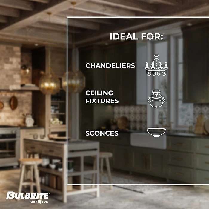 Bulbrite 40 Watt Dimmable Antique Nostalgic Thread Filament T8 Candelabra (E12) Incandescent Bulb, 4/Pack(861383) - Image 5