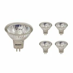 Bulbrite Halogen 50 Watt Dimmable Lensed Flood MR16 Bulbs With Bi-Pin (GU5.3) Base, 24 Volt, 5/Pack (860710)