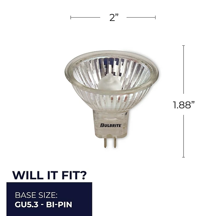 Bulbrite Halogen 50 Watt Dimmable Lensed Flood MR16 Bulbs With Bi-Pin (GU5.3) Base, 24 Volt, 5/Pack (860710) - Image 7