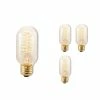 Bulbrite 40 Watt Dimmable Antique T14 Incandescent Light Bulbs With Medium (E26) Base, 2200K Amber Light, 4/Pack(861380)