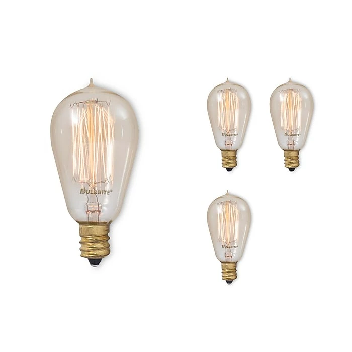 Bulbrite 25 Watt Dimmable Antique ST15 Nostalgic Thread, 2200K Amber Light, 4/Pack(861370)