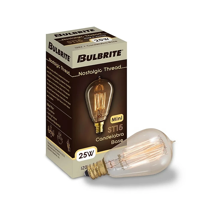 Bulbrite 25 Watt Dimmable Antique ST15 Nostalgic Thread, 2200K Amber Light, 4/Pack(861370) - Image 2