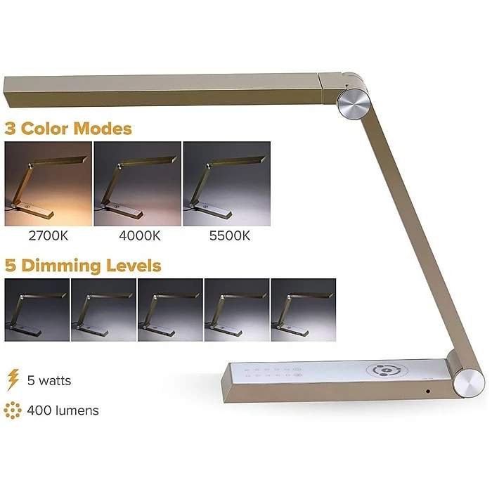 Bostitch LED Desk Lamp, Gold/White Matte (VLED1825GOLDBOS) - Image 3