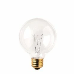 Bulbrite 25 Watt Dimmable Clear G25 Incandescent Light Bulbs With Medium (E26) Base, 2700K Warm White Light, 24/Pack(861093)