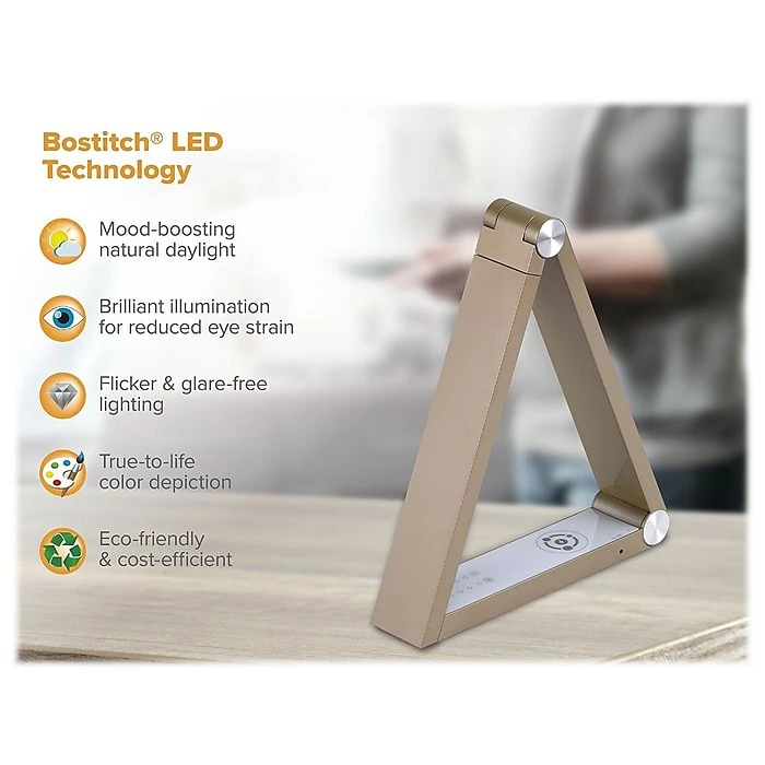 Bostitch LED Desk Lamp, Gold/White Matte (VLED1825GOLDBOS) - Image 7