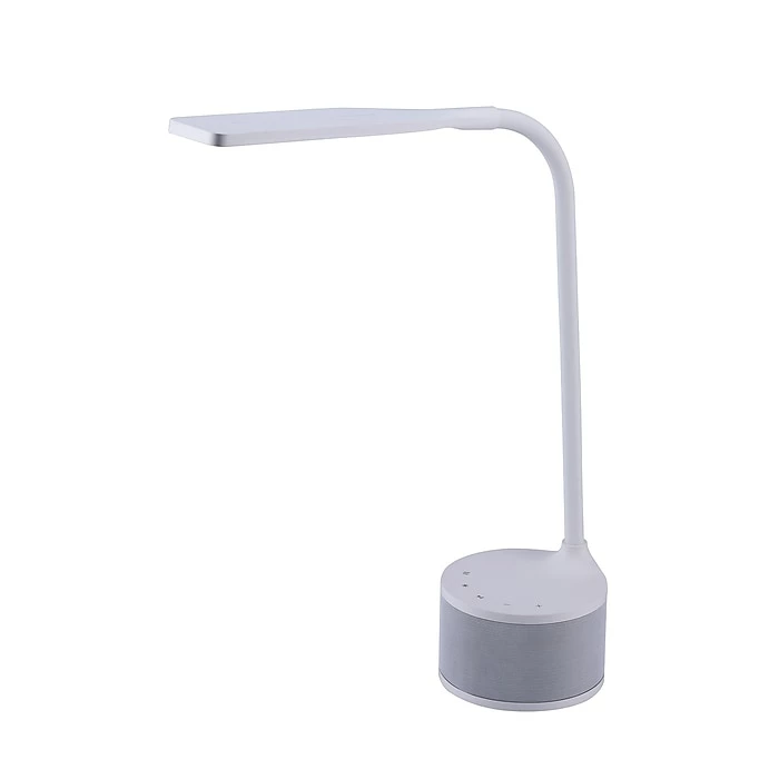 Bostitch LED Desk Lamp With Bluetooth Speaker & USB Charging Port, 14.63"H, White (VLED1817-BOS)