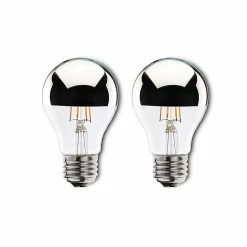 Bulbrite 4.5 Watt Dimmable Half Chrome A19 LED Light Bulbs With Medium (E26) Base, 2700K Warm White Light, 2/Pack (861426)