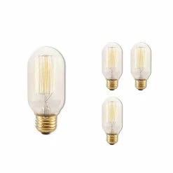 Bulbrite 40 Watt Dimmable Antique T14 Nostalgic Thread Incandescent Light Bulbs With Medium (E26) Base, 4/Pack (861381)