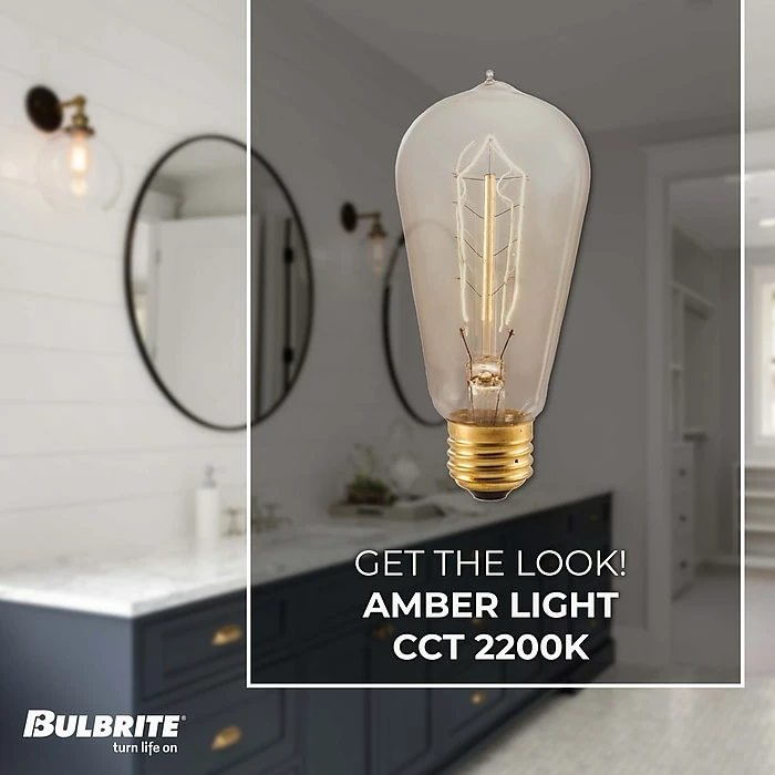 Bulbrite 40 Watt Dimmable Antique ST18 Nostalgic Hairpin Incandescent Light Bulbs 2200K Amber Light, 4/Pack(861376) - Image 3