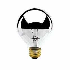 Bulbrite Incandescent (INC) G25 60W Dimmable Half Chrome 2700K Warm White Light Bulb, 6 Pack (712336)