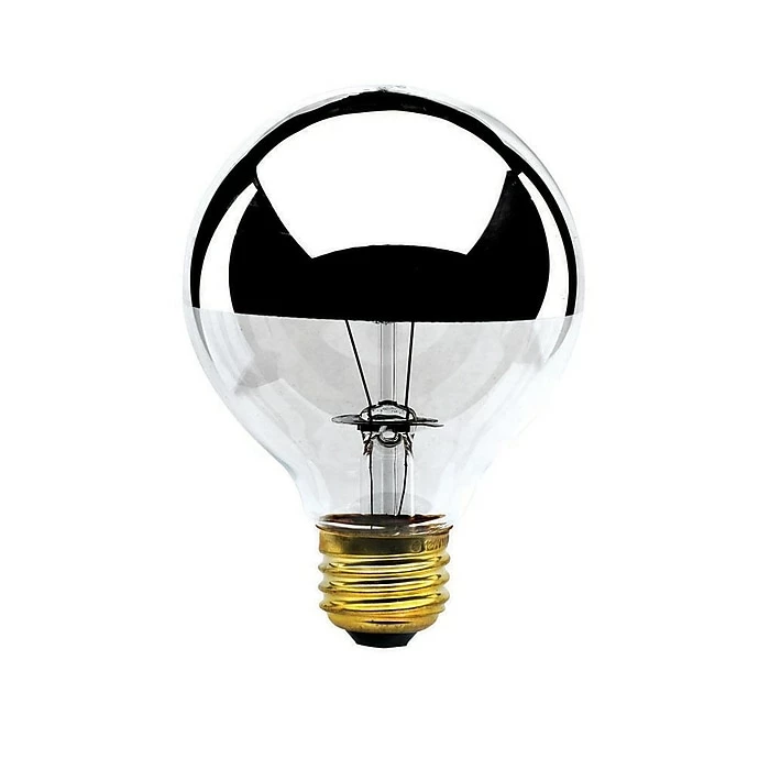 Bulbrite Incandescent (INC) G25 60W Dimmable Half Chrome 2700K Warm White Light Bulb, 6 Pack (712336)