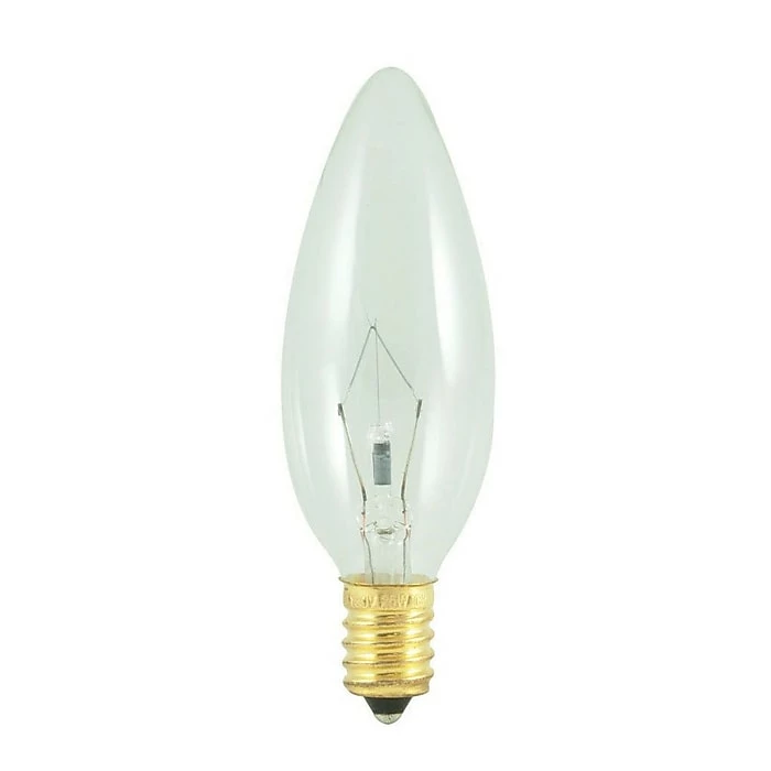 Bulbrite 25 Watt Dimmable Clear B10 Incandescent Light Bulbs With European (E14) Base, 30/Pack (861202)