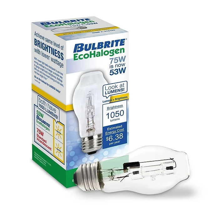 Bulbrite 53 Watt Halogen BT15 A Shape Bulb, Clear Dimmable Medium Screw Base (E26) 10/Pack(860638) - Image 2
