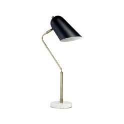 Lalia Home Studio Loft Incandescent Desk Lamp, 24", Antique Brass/Matte Black/Marble White (LHD-5058-AB)