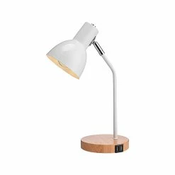 Rumi Lighting Incandescent Desk Lamp, 15.35", White/Wood Grain (ERPL36)
