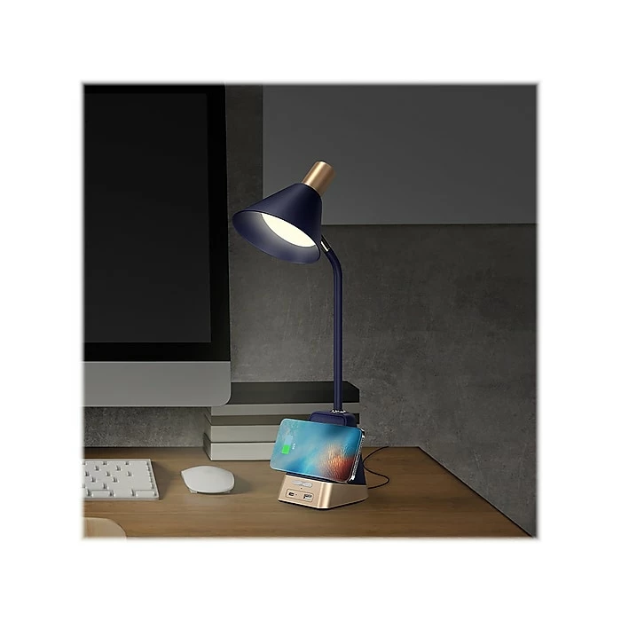 Sheffield Labs JAMES LED Desk Lamp, 18", Matte Blue/Gold (TL343Q) - Image 8