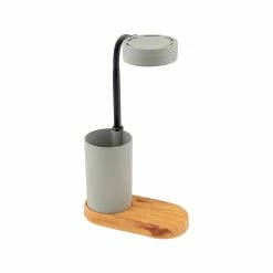 V-Light LED Desk Lamp, 18.75", Gray/Wood Grain (VLC0052WUG)