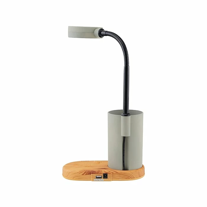 V-Light LED Desk Lamp, 18.75", Gray/Wood Grain (VLC0052WUG) - Image 2