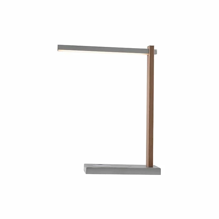 SHEFFIELD HOME Ella LED Desk Lamp, 15.2", Brushed Nickel/Brown Woodgrain (TL9997) - Image 3