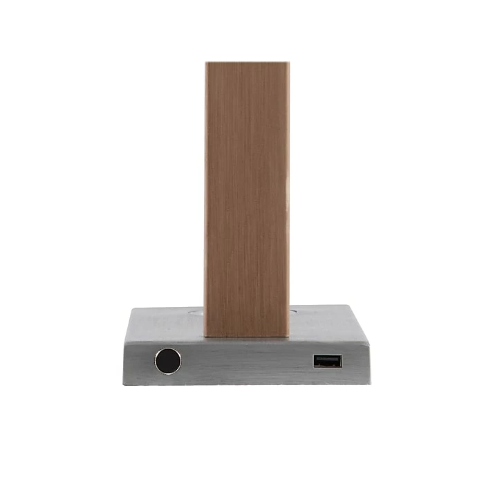 SHEFFIELD HOME Ella LED Desk Lamp, 15.2", Brushed Nickel/Brown Woodgrain (TL9997) - Image 4