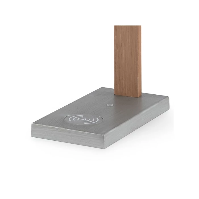 SHEFFIELD HOME Ella LED Desk Lamp, 15.2", Brushed Nickel/Brown Woodgrain (TL9997) - Image 5