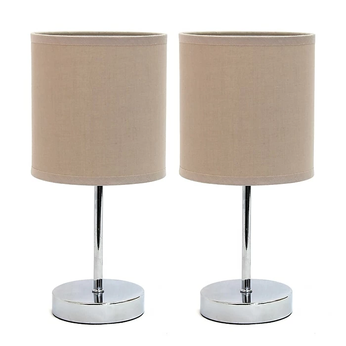 Simple Designs Incandescent Table Lamp Set, Grey (LT2007-GRY-2PK)