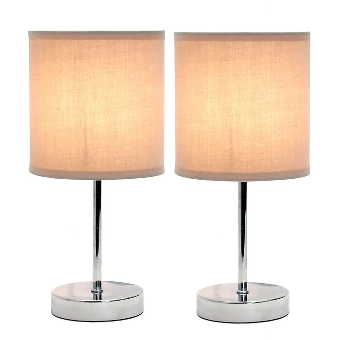 Simple Designs Incandescent Table Lamp Set, Grey (LT2007-GRY-2PK) - Image 2