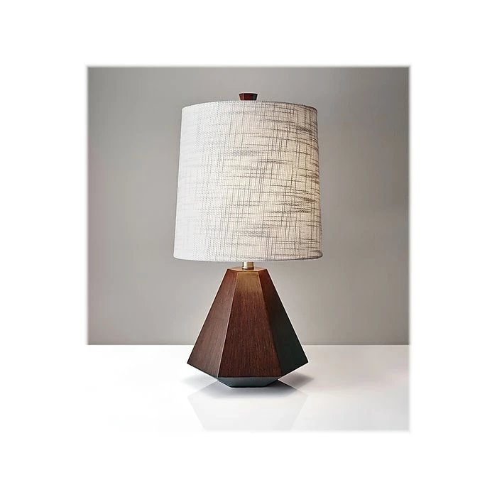Adesso Grayson 3-Way CFL Table Lamp, Walnut Birch Wood/White (1508-15) - Image 3