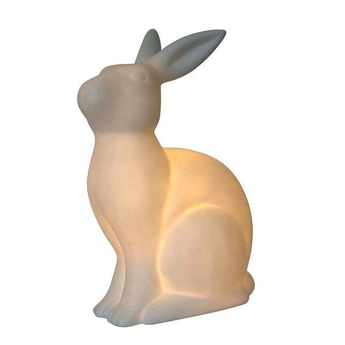 All The Rages Simple Designs LT3058-WHT Porcelain Rabbit Table Lamp, White