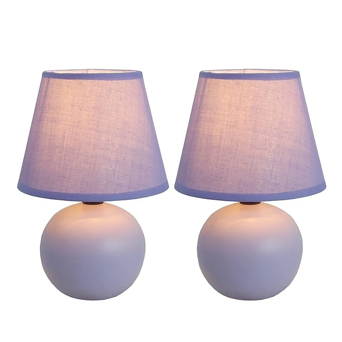 Simple Designs Incandescent Mini Table Lamp Set, Purple (LT2008-PRP-2PK)