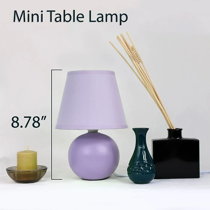 Simple Designs Incandescent Mini Table Lamp Set, Purple (LT2008-PRP-2PK) - Image 2