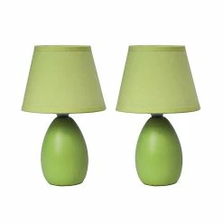 Simple Designs Incandescent Mini Table Lamp Set, Green (LT2009-GRN-2PK)