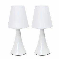 Simple Designs Incandescent Table Lamp Set, White (LT2042-WHT-2PK)