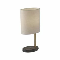Adesso Curtis Incandescent Table Lamp, Antique Brass/Black/Taupe (4223-21)