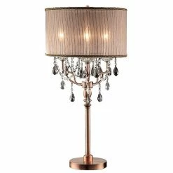 Z-Line Designs Ore International® 35" Rosie Crystal Table Lamp, Gray/Light Pink