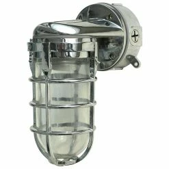 Woods L1707SVCH Traditional 100W Incandescent Weather Industrial Light, Wall Mount, Chrome