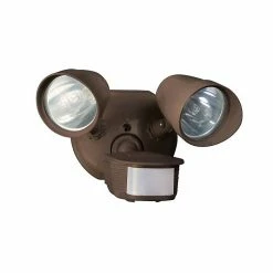 Designer's Edge 200-Watt 180-Degree Diecast Metal Twin Head Motion Activated Security Flood Light With Bulb, Bronze (L6010BR)