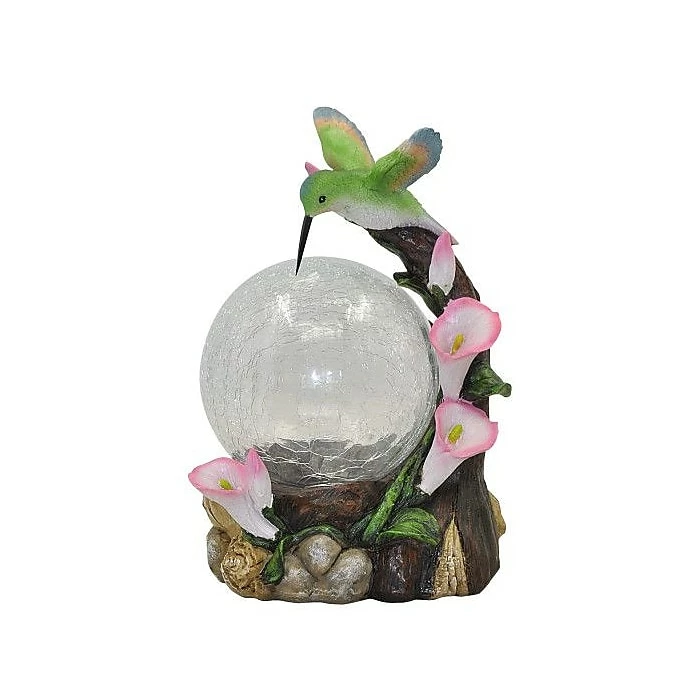 Moonrays Hummingbird Globe Garden Statue With Solar Powered Color-Changing LED Light, Multicolor (92365)