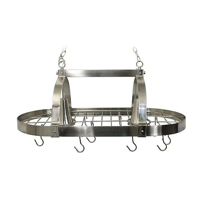 Elegant Designs Home Collection Pot Rack With Downlights, Brushed Nickel (PR1000-BSN)