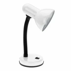 Simple Designs Basic Metal Desk Lamp With Flexible Hose Neck, White (1180912ALL)