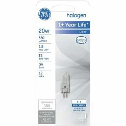20 Watt GE T-3 JC Halogen Light Bulb, Clear